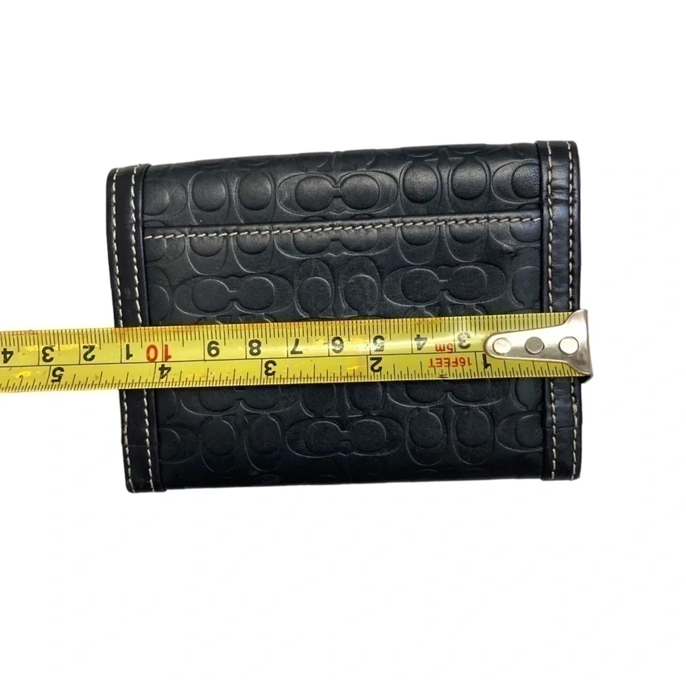 Coach vintage y2k black embossed leather mini c card holder unisex